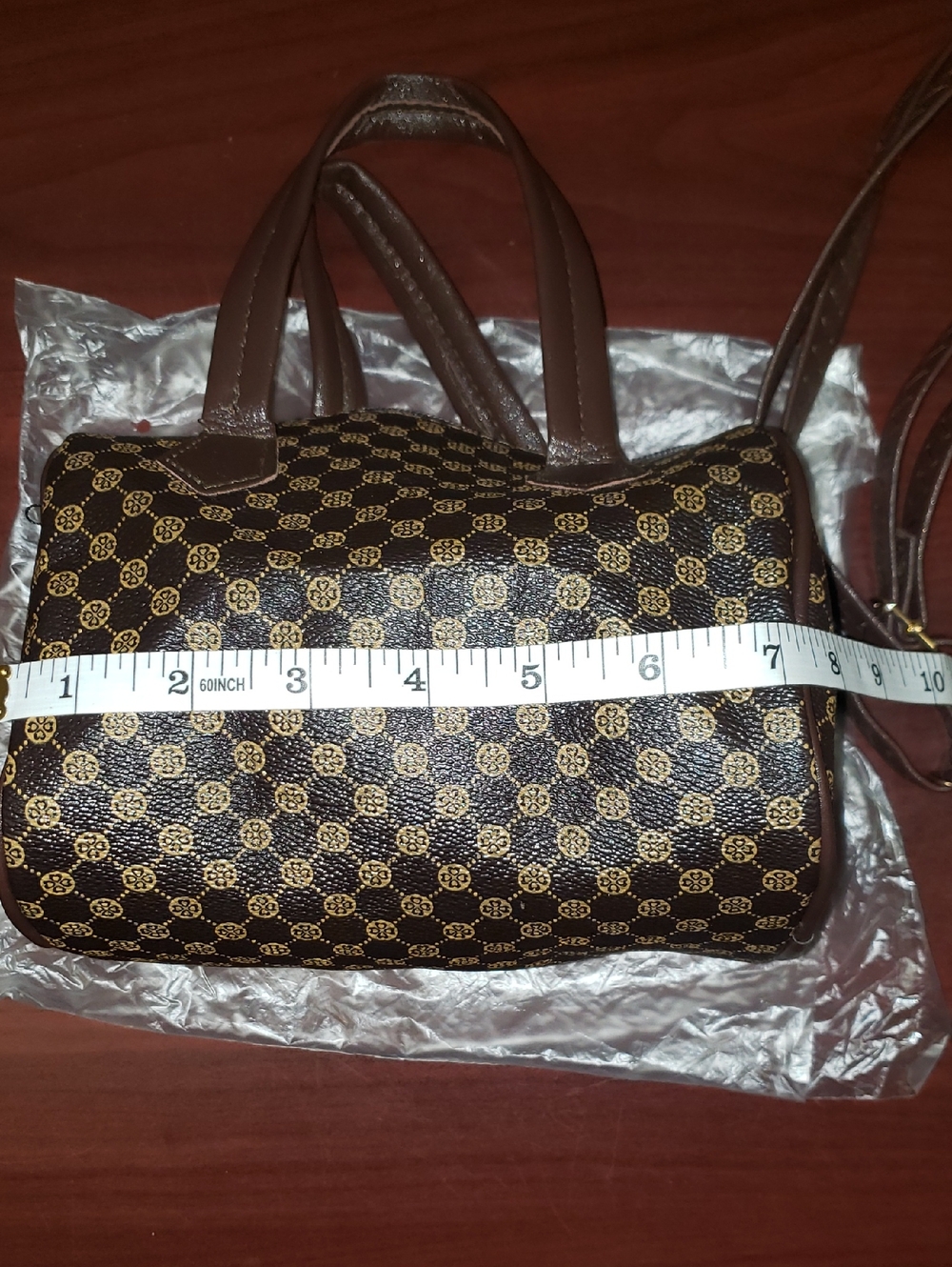 Brown Patterned Women's Handbag - Classic Top-Handle Tote